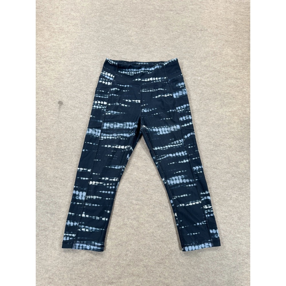 Avia Girls Blue Tie Dye Performance Leggings Size S 4-6 Elastic Waist Yoga Gym